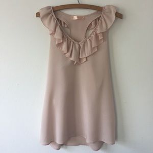 Prevett Sheer Ruffle Racerback Shell